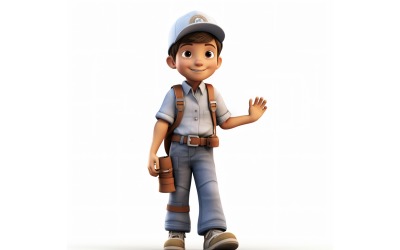 3D Pixar Character Child Boy met relevante omgeving 97