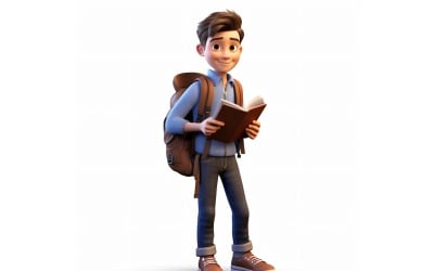 3D pixar Character Child Boy s příslušným prostředím 116