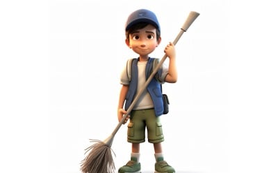 3D pixar Character Child Boy s příslušným prostředím 119