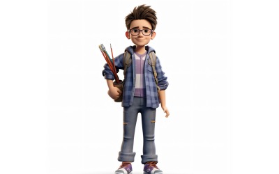3D pixar Character Child Boy s příslušným prostředím 70