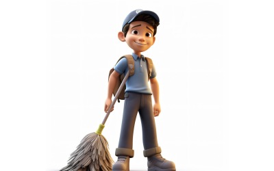 3D pixar Character Child Boy s příslušným prostředím 83