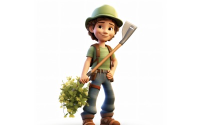 3D pixar Character Child Boy s příslušným prostředím 92