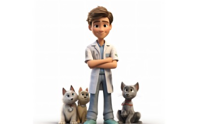 3D-Pixar-Charakter Kind Junge mit relevanter Umgebung 73