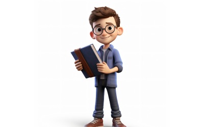 3D-Pixar-Charakter, Kind, Junge mit relevanter Umgebung 75