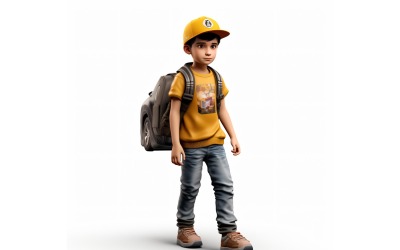 3D-Pixar-Charakter, Kind, Junge mit relevanter Umgebung 95