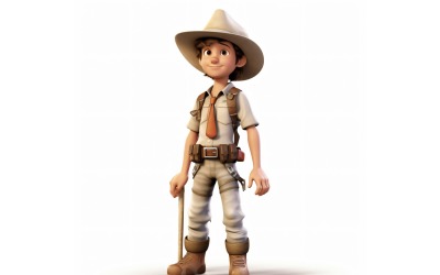 3D pixar Karakter Child Boy megfelelő környezettel 64