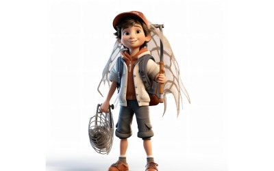 3D-pixarkaraktär Barnpojke med relevant miljö 87