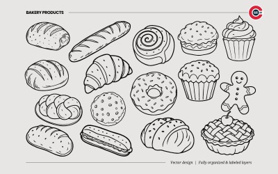 Illustration de produits de boulangerie