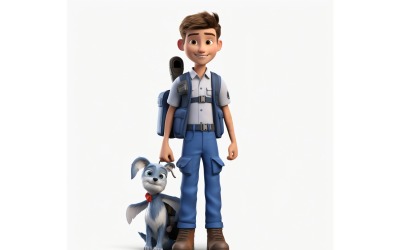 Model 3D pixar Postać Dziecko Chłopiec z odpowiednim otoczeniem 71