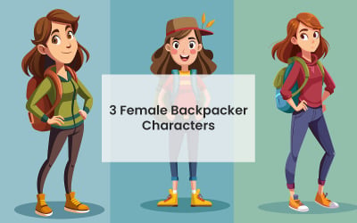 A 3 Backpacker Young Women Funny Full Body