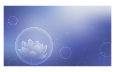 Arrière-plans 14400x8100px dans une palette de couleurs bleues avec un lotus brillant sur le ciel