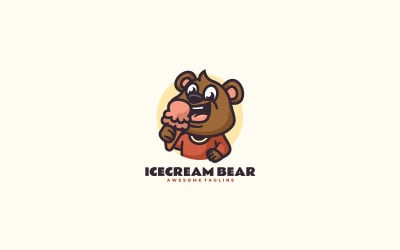 Dondurma Ayı Maskot Karikatür Logosu