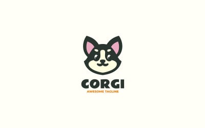 Logo del fumetto della mascotte del cane Corgi 2