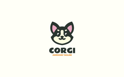 Logo kreskówki maskotki psa Corgi 2