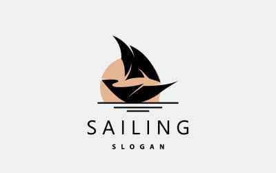 Sailboat Logo Design Fishing Boat IllustrationV13