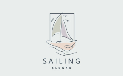 Sailboat Logo Design Fishing Boat IllustrationV21