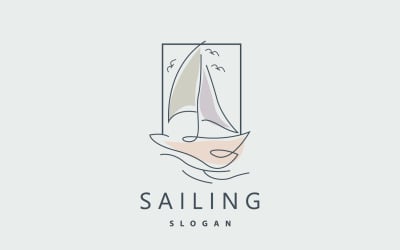 Sailboat Logo Design Fishing Boat IllustrationV21