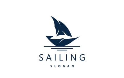 Sailboat Logo Design Fishing Boat IllustrationV6