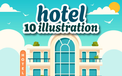 10 Hotell vektorillustration