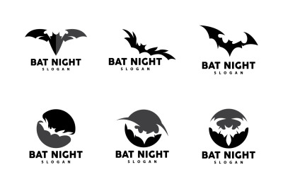 Netopýr Logo Bat Animal Vector HalloweenV1