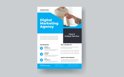 Ulotka dotycząca usług doradztwa biznesowego agencji marketingu cyfrowego
