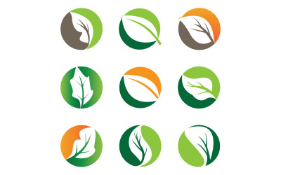 Modèle vectoriel d&amp;#39;icône de logo d&amp;#39;élément d&amp;#39;arbre à feuilles vertes version 2