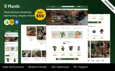 Plantic — motyw Shopify dotyczący roślin i rolnictwa oraz szkółek
