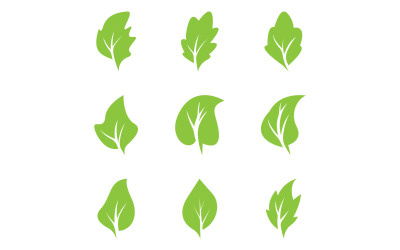 Plantilla vectorial de icono de logotipo de elemento de árbol de hoja verde versión 11