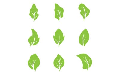 Plantilla vectorial de icono de logotipo de elemento de árbol de hoja verde versión 14