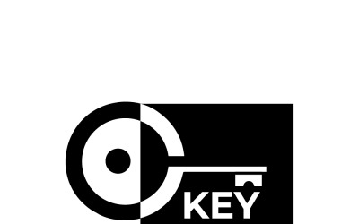 Icône de clé de logo en forme carrée noire
