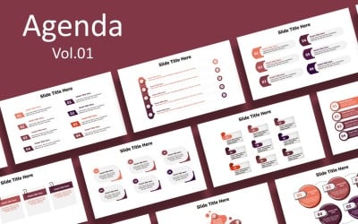 Infografía de diapositivas de agenda empresarial -5 variaciones de color -lista para usar