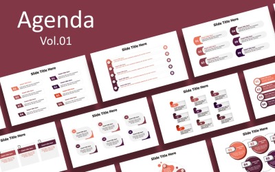 Infográfico de slides de agenda de negócios -5 variações de cores -pronto para usar