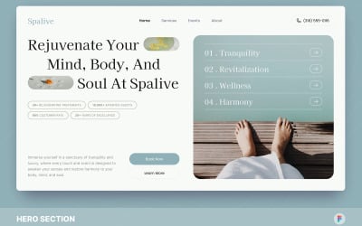 Spalive - Spa &amp;amp; Wellness Hero Section Figma Template