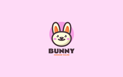 Logotipo de dibujos animados de mascota cabeza de conejito