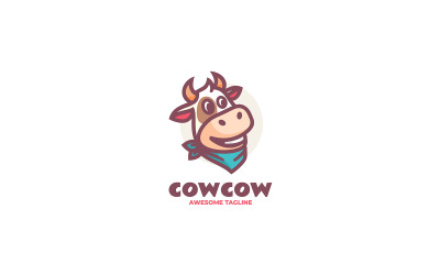 Estilo de logotipo de desenho animado de mascote de vaca estilo 1