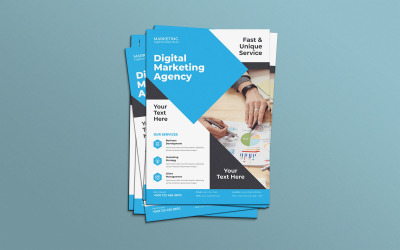 Agência moderna de marketing digital ilumina seu design de folheto comercial