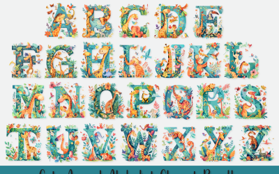 Balíček klipartů roztomilých zvířat abecedy
