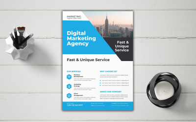Folheto de serviços de consultoria empresarial de agência de marketing digital moderna