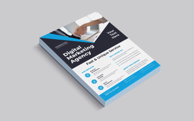 Folheto de serviços de impressão profissional de agência de marketing digital moderna