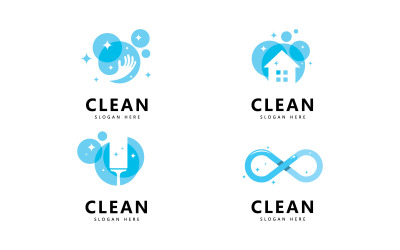 Limpe e lave símbolos criativos empresa de serviços de limpeza design gráfico V0