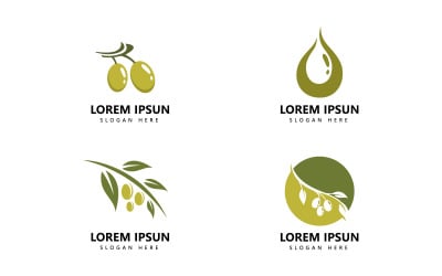 Oliven-Logo-Symbol und Olivenöl-Logo-Vorlage, Vektor V9