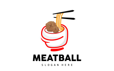 Plantilla de comida rápida vectorial con logotipo de albóndigaV2
