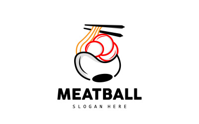 Plantilla de comida rápida vectorial con logotipo de albóndigaV3