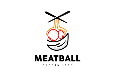 Plantilla de comida rápida vectorial con logotipo de albóndigaV5