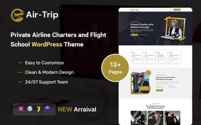 Airtrip - Charters van privéluchtvaartmaatschappijen en WordPress-thema van de vliegschool
