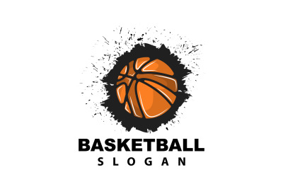 Conception de vecteur de logo de basket-ball sportif V4