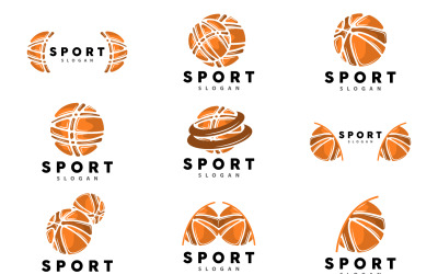 Design de vetor de logotipo de basquete esportivo V6