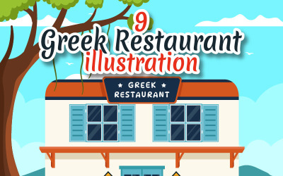 9 Řecké Jídlo Restaurace Ilustrace