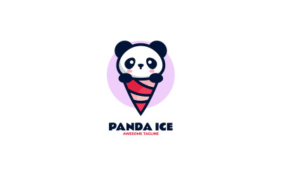 Logotipo de dibujos animados de mascota de hielo Panda