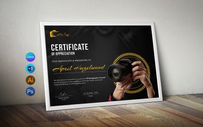 Modello Word per certificato di formazione fotografica Canva